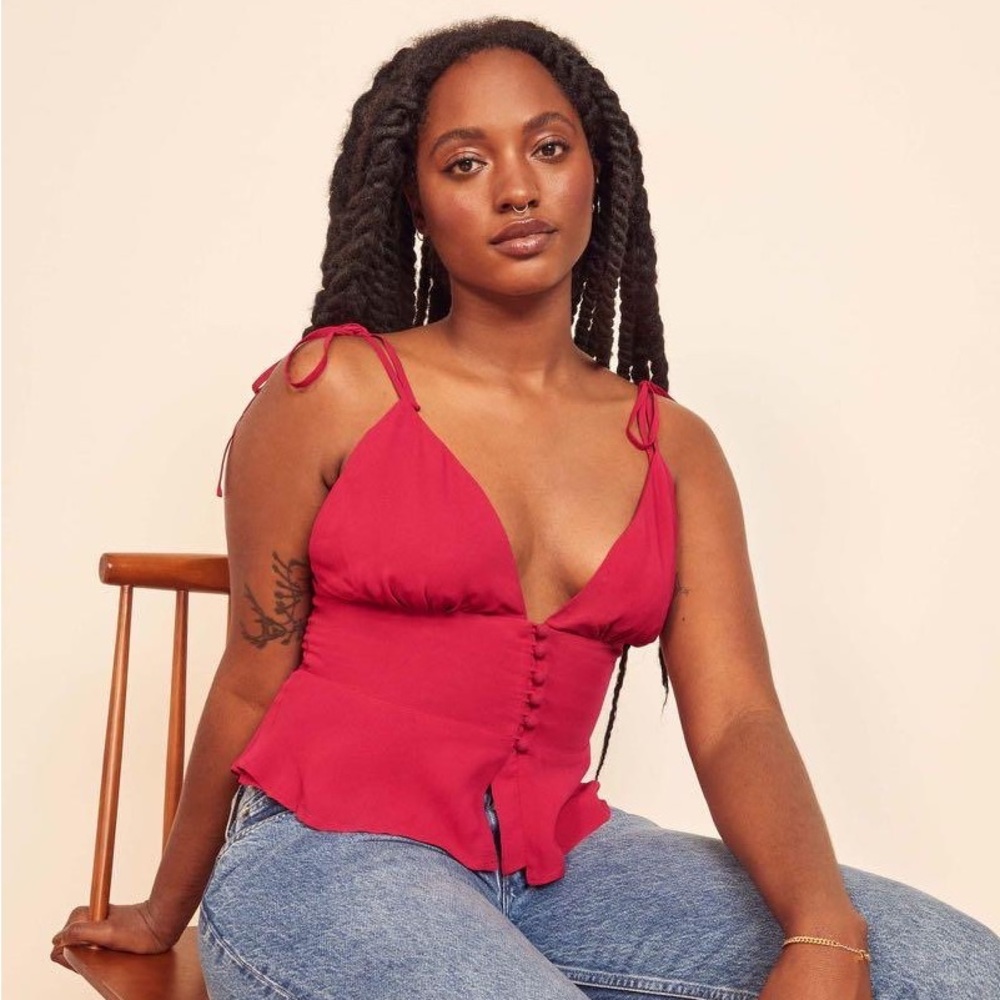 1HR SALE ⚡Reformation Cluny Top (Rhubarb)